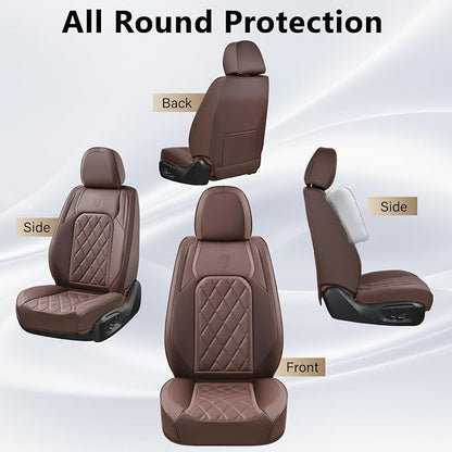 Coverado Front Seat Covers, Car Seat Covers Front Seats, Luxury Faux Leather Seat Covers for Cars, Car Seat Protector Waterproof, Automotive Driver Seat Cover Universal Fit for Most Cars, Brown