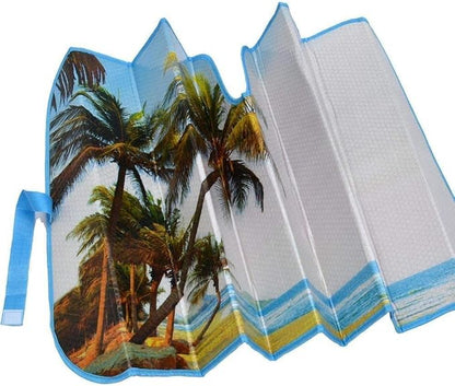 BDK Palm Tree Tropical Island Front Windshield Sun Shade Accordion Folding Cute Car Window Shades for Truck & Car Sunshade Shield for Sun UV Rays - Visor Protector Keeps Vehicle Cool - 58 x 27 inches