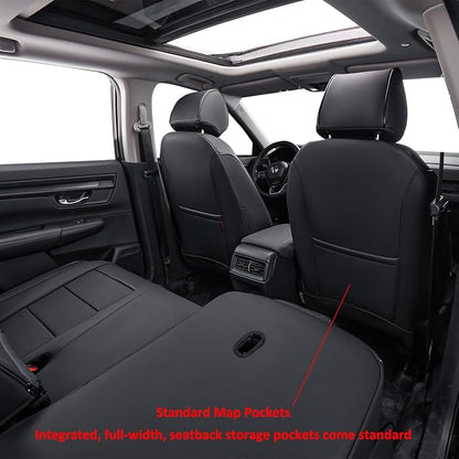 EKR CRV Seat Covers Custom Fit for Honda CRV 2023 2024 2025 2026 Leather Car Seat Cover Full Set for Trucks SUV,Waterproof Car Seat Cushion,Faux Leather (Black)