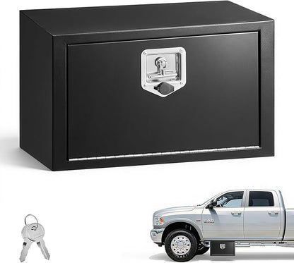 VEVOR Underbody Truck Tool Box, 24 x 12 x 14 Inch Heavy Duty Steel Trailer Storage Box with Lock & Keys, Waterproof Trailer Storage Organizer Under Body Chest with T-Handle for Truck, Van, SUV, Black