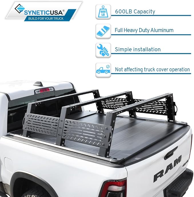 Syneticusa AR Automatic Retractable Truck Bed Cover with R6 Rack for Ford F-150 2004–2026 | 5.5' (67”) Short Bed | Aluminum Hard Retractable Tonneau Cover | Easy Installation | Waterproof, Low-Profile