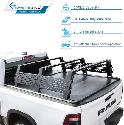 Syneticusa AR Automatic Retractable Truck Bed Cover with R6 Rack for Ford F-150 2004–2026 | 5.5' (67”) Short Bed | Aluminum Hard Retractable Tonneau Cover | Easy Installation | Waterproof, Low-Profile