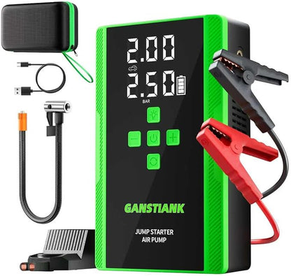 5000A Jump Starter with Air Compressor, 12V Portable Jump Box Car Battery Jumper Starter Pack for up to 9.0L Gas and 8.0T Diesel Engines with 160PSI Cordless Auto-Shutoff Tire Inflator