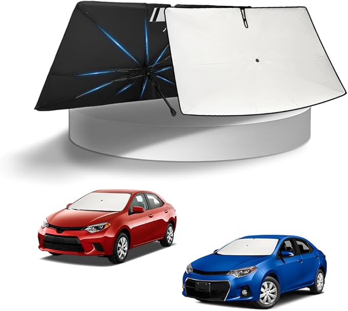 KUST Sun Shade Umbrella for 2014-2018 Toyota Corolla (Not for Corolla Cross) | Custom Fit Windshield Sunshade | Foldable Sunshade with Bendable Handle | Blocks Heat & UV Rays Keep Car Cool Sunshield