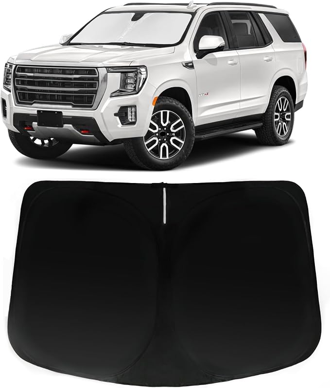 Windshield Sun Shade for 2021-2025 GMC Yukon (for Yukon Yukon XL Yukon Denali), Car Front Window Sunshade with 240T Sun Visor Protector Blocks UV Rays Heat Sun Shield Accessories