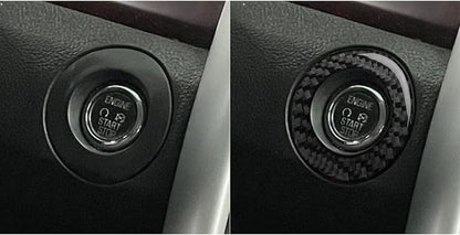 Premium Carbon Fiber Compatible with Ford Edge 2011-2014 2012 2013 SEL/Limited/SE/Sport Accessories Car Key Ignition Push Start Button Circle Cover Interior Trim Sticker Decal Black 1PC
