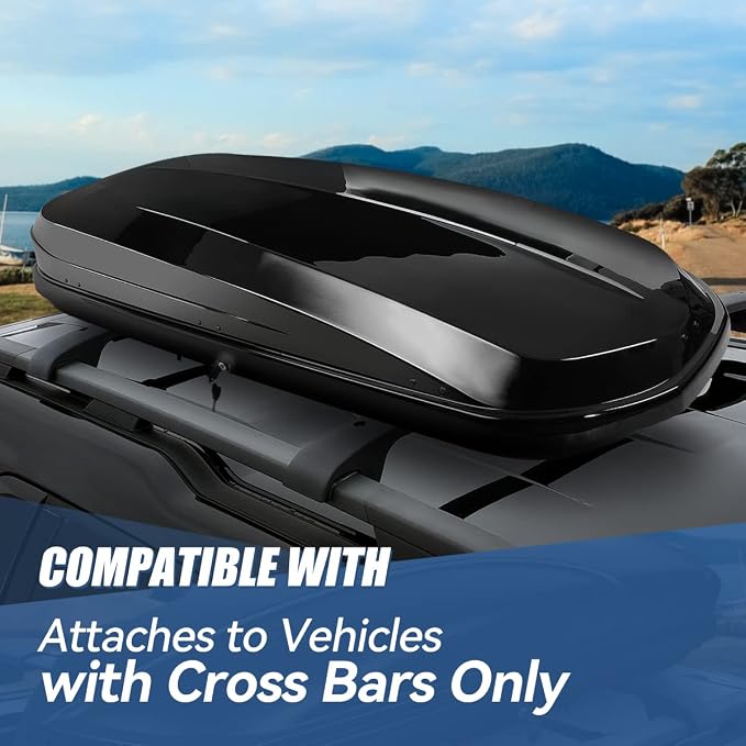 Auto Dynasty Hard Shell Roof Top Mount Car Storage Travel Luggage Box Cargo Carrier with Security Keys, 78 (L) x 31 (W) x 15 (H) Inches, Capacity 110 Pounds, 17 Cubic Feet (Tool-Free Install), Glossy
