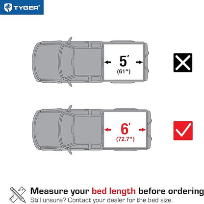 Tyger Auto T1 Soft Roll-up Truck Bed Tonneau Cover Compatible with 2019-2023 Ford Ranger | 6' (73") Bed | TG-BC1F9067