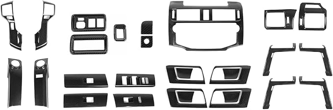 for 4Runner 2010-2019 Carbon Fiber Black Whole Set Interior Panel Cover Trim Kit, Center Console Gear Shift Dashboard Panel Cover Trim for Toyota 4runner Interior Accessories