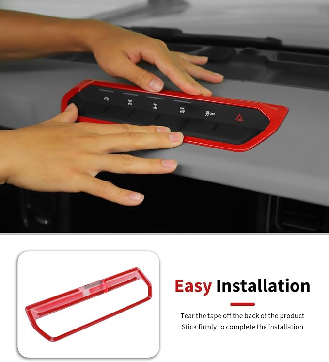 JWWY Interior Trim Kit Auto Interior Dress-Up Kit Decor Set Center Console Gear Shift Dashboard Panel Door Handle AC Rearview Vent Adjustment Cover Trim for 2021-2026 Ford Bronco Accessories 14pcs Red