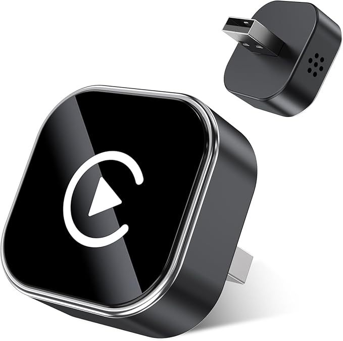 2026 Upgraded mini 2-in-1 Wireless CarPlay Adapter - Fast Auto-Connect,carplay Wireless adapters,Stable Connection, Mini Size Plug & Play Adapter for iPhone & Android Auto Compatible Cars(Black)