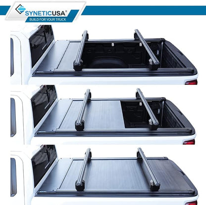 Syneticusa AR Automatic Retractable Truck Bed Cover with Crossbars for Silverado Sierra 2500 3500 2020–2026 | 6’8” 82.2” Bed | Aluminum Hard Tonneau Cover | Waterproof, Low-Profile