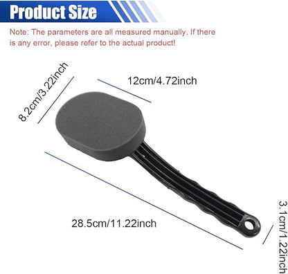 Tire Shine Applicator Brush, High-Density Sponge Tire Dressing Applicator Pad with Curved Long Handle, Multipurpose Detachable Car Detailing Cleaning Accessories (2PCS)