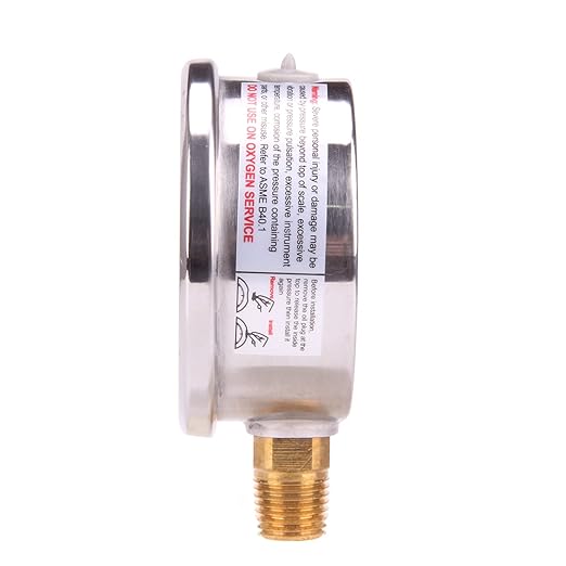 MEASUREMAN Pressure Gauge 1/4 NPT, 0-100psi/kPa Glycerin Filled Pressure Gauge with 2.5 Inch Dial Size and 304 Stainless Steel Case (0-100 psi, Lower Mount)