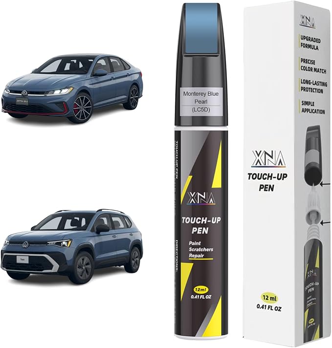 XNA Monterey Blue Pearl(LC5D) for Volkswagen Touch Up Paint, Car Scratch Remover for Nicks and Chips Repair, 2-In-1 Quick & Easy Fix Car Scratch Repair Kit with Exact Color-Matched