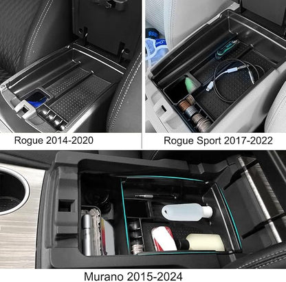 Center Console Organizer Storage Box Compatible with Nissan Rogue 2014-2020 Rogue Sport 2017-2022 Murano 2015-2024 ABS Insert Tray Organizer Glove Pallet