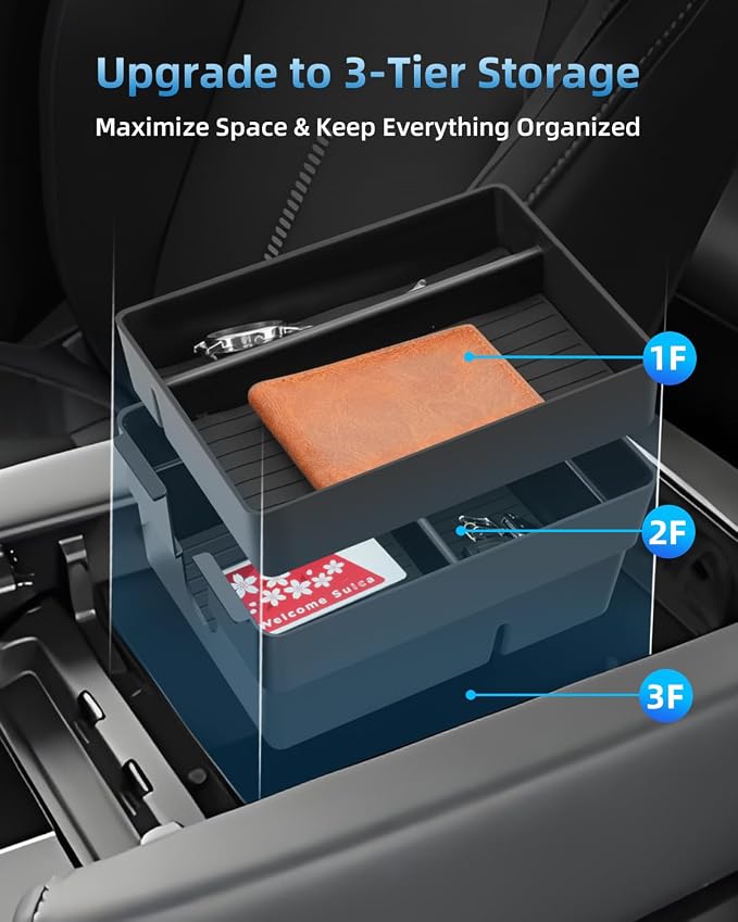 Center Console Organizer for 2024-2026 Lexus TX 350/500h/550h+, Armrest Storage Box with Removable Rubber Mat, 2024 2025 2026 Lexus TX 350/500h/550h+ Accessories
