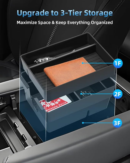 Center Console Organizer for 2024-2026 Lexus TX 350/500h/550h+, Armrest Storage Box with Removable Rubber Mat, 2024 2025 2026 Lexus TX 350/500h/550h+ Accessories