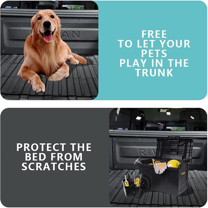 BestEvMod for Rivian R1T Truck Bed Mat Liner Foldable Accessories Pickup Heavyweight Bed Mat All-Weather Protection Compatible with Rivian R1T 2026 2025 2024 2023 2022 Accessories