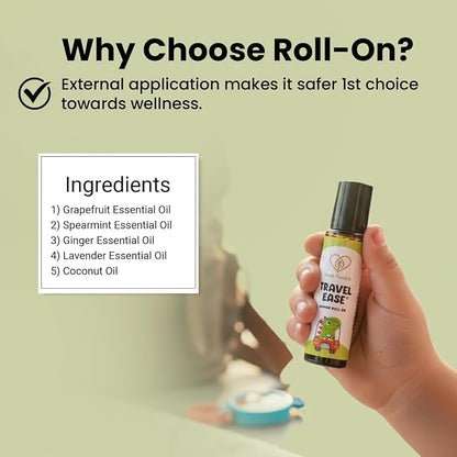 Herb Tantra Travel Ease Junior Kids Roll On,Natural Anti Nausea Relief for Car, Cruise, Airplane, Road Trip & Flight, Essential Oil Based Non drowsy Alternative for Motion Sickness