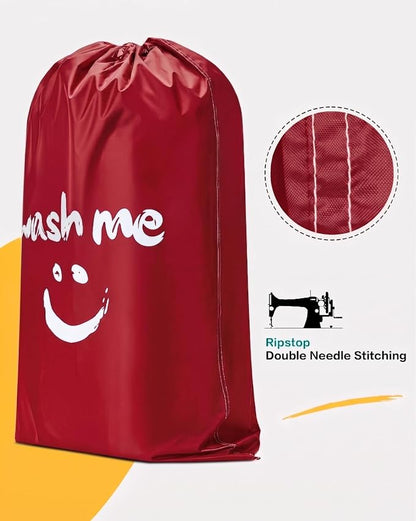 HOMEST 2 Pack XL Wash Me Travel Laundry Bag, Dirty Clothes Organizer, Large Enough to Hold 4 Loads of Laundry, Easy Fit a Laundry Hamper or Basket