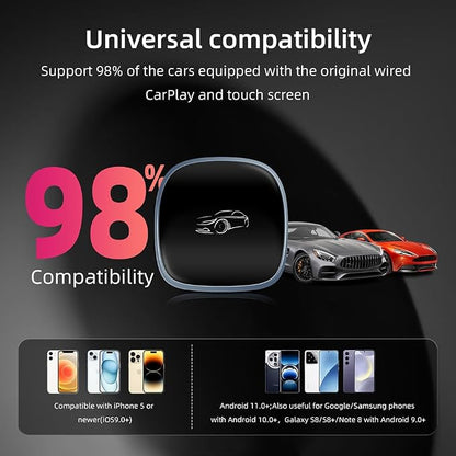 [4G+64G] Android 13-Wireless-CarPlay-Ai-Box,Plug&Play Wired to Wireless Adapter Magic CarPlay Box for Netflix/YouTube/TikTok,Support Local 4G SIM Card,Split Screen,GPS Navigation