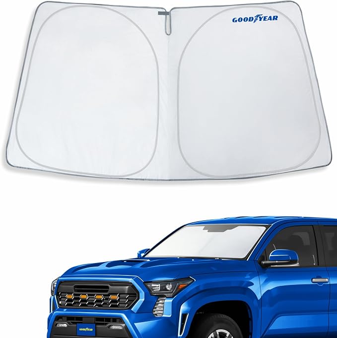 Goodyear Foldable Windshield Sunshade for Toyota Tacoma 2024-2026, Truck car Accessories, Sunshade Cover, Sun Shade Car Windshield, Window Sun Blocker - GY008363