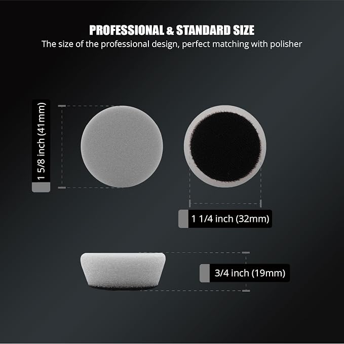 SPTA PRO Gray Mini Ultra-Fine Finishing Polishing Pads, 10Pcs 1.3inch/32mm Sponge Polishing Buffing Pads, Car Foam Detail Polishing Pad Kit for Car Detail Polishing, Small Area Polishing -FF103-10