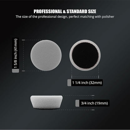 SPTA PRO Gray Mini Ultra-Fine Finishing Polishing Pads, 10Pcs 1.3inch/32mm Sponge Polishing Buffing Pads, Car Foam Detail Polishing Pad Kit for Car Detail Polishing, Small Area Polishing -FF103-10