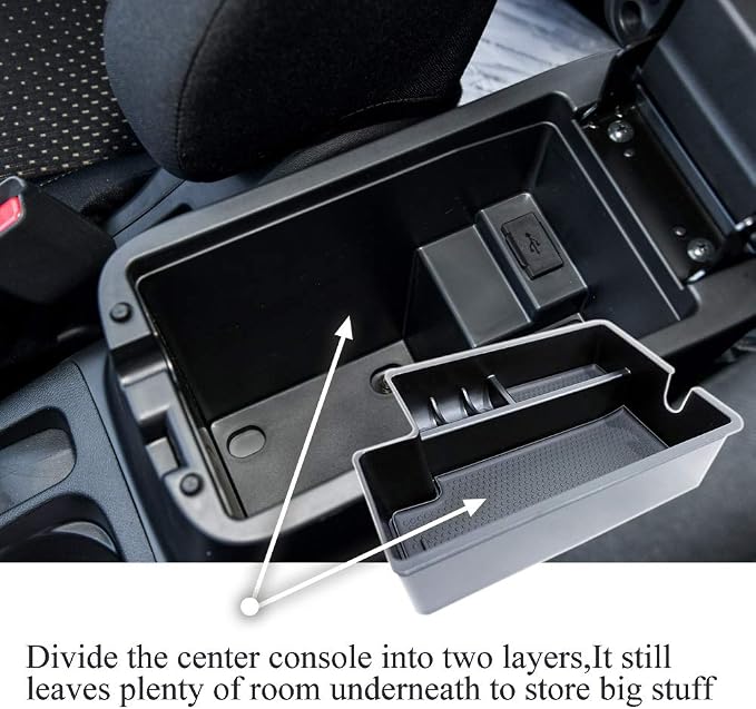 Center Console Armrest Storage Box Compatible with Mitsubishi Outlander Sport 2012 2013 2014 2015 2016 2017 2018 2019 2020 2021 ABS Tray Insert Organizer Glove Pallet