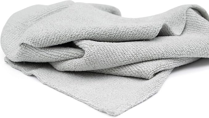 The Rag Company - The Edgeless Pearl - Professional Microfiber Detailing Towel for Ceramic Coating, Leveling & Sealant Removal, Scratch-Free & Tagless, 320gsm, 16x16 inches, Ice Grey - 12-Pack