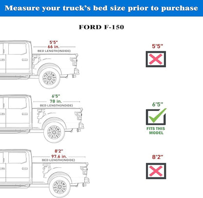 Toptiny Low Profile Hard Folding Truck Bed Tonneau Cover Fits 2015-2026 Ford F-150 6.5' Bed (78")