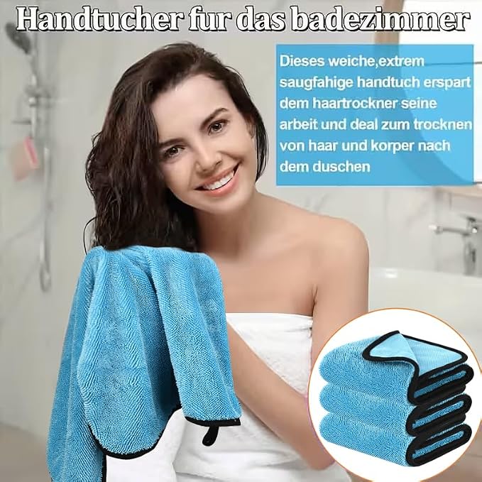 DIAOJIA 3 Pack Microfiber Car Towels (16" x 24"), 500 GSM Double-Sided Absorbent Coral Fleece Cloths for Washing, Drying & Cleaning, Streak-Free & Lint-Free (Light Blue)