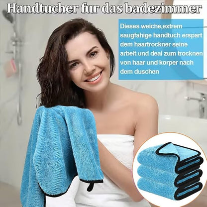 DIAOJIA 3 Pack Microfiber Car Towels (16" x 24"), 500 GSM Double-Sided Absorbent Coral Fleece Cloths for Washing, Drying & Cleaning, Streak-Free & Lint-Free (Light Blue)