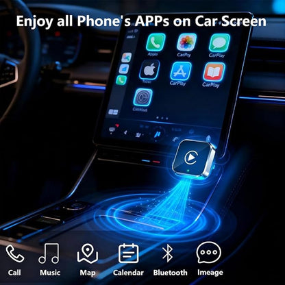 2 in 1 CarPlay Adapter for Mitsubishi Outlander PHEV SEL GT, CarPlay Wireless Adapter with Auto Reconnect Fast Pairing Bluetooth Connection Compact USB Dongle