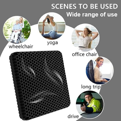 Gel Seat Cushion for Long Sitting Pressure Relief(Extra Thick＆Soft) -Wheelchair Cushion for Pressure Sores - Coccyx, Sciatica & Tailbone Pain Relief Cushion- Non-Slip Butt Pillow for Office,Home,Car