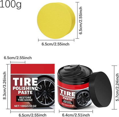 Car Tire & Plastic Trim Renewal Paste Restores Shine, 100g Car Tire Shine with Sponge, TireCoating Paste Rapid Acting, Wheel ShineTire PolishingPaste, for Cars Trucks Motorcycles RVs & More (3PCS)