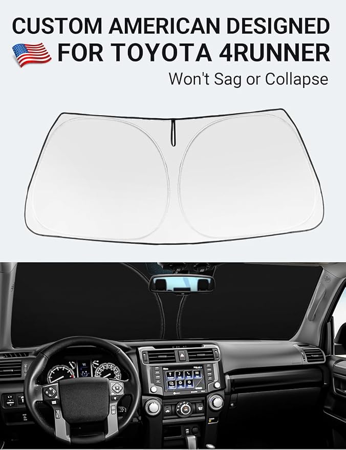 Proadsy 2026 Upgrade Front Windshield Sun Shade Foldable Sunshade Protector Custom Fit 2010-2025 4Runner 4-Runner SUV, SR5 Trail Limited Accessories
