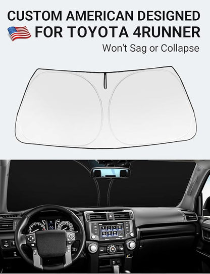 Proadsy 2026 Upgrade Front Windshield Sun Shade Foldable Sunshade Protector Custom Fit 2010-2025 4Runner 4-Runner SUV, SR5 Trail Limited Accessories