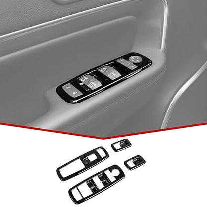 JeCar Window Lift Switch Button Trim Cover Kit Fit for Jeep Grand Cherokee 2011-2020 & Cherokee 2014-2020, Glossy Black