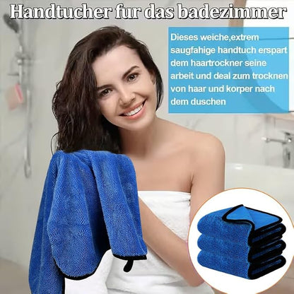 DIAOJIA 3 Pack Microfiber Car Towels (16" x 24"), 500 GSM Double-Sided Absorbent Coral Fleece Cloths for Washing, Drying & Cleaning, Streak-Free & Lint-Free (Blue)