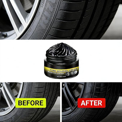 Tyre Nourish Cream, Powerful Wheel Cleaning Refurbish Wax, Tire Nourish Wax Cream, Tire Waxs, Car Tires & Plastic Trim Renewal Paste - Restores Shine, for Car Trucks Motorcycles Tires (2 Pcs)