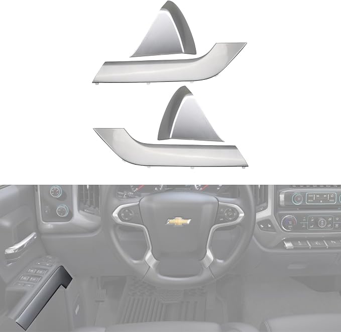 4PCS Door Armrest Cover Trim Kit Front&Rear Left Right Side Door Panel Arm Rest Bezel Set Synthesis Gray Compatible with 2014-2020 Chevy Silverado GMC Sierra Double Cab