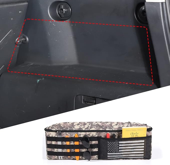 Aunginsy 1PCS Trunk Organizer Compatible with Toyota FJ Cruiser 2007-2021+, Car Right Side Trunk Storage Bag Backseat Hanging Storage Multi-Compartment Space Saving Accessories, Camouflage Pattern