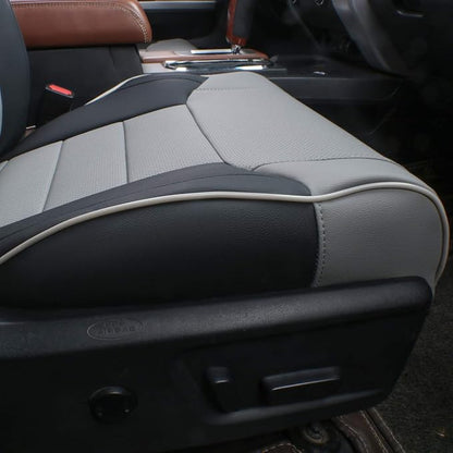 EKR Custom Fit Tacoma Front Car Seat Covers for Toyota Tacoma 2016 2017 2018 2019 2020 2021 2022 2023 Double Cab/Access Cab - Front Row Only, Faux Leather(Black/Gray)