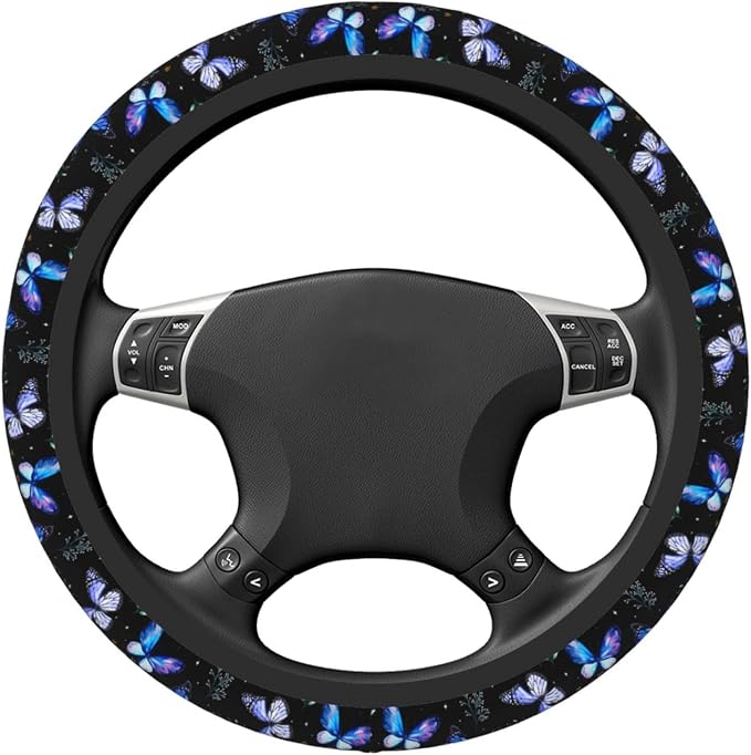 Butterflies Steering Wheel Cover Anti-Slip,Sweat Absorption Universal 15 inch Steering Wheel Covers Cute car Accessories for Men Women