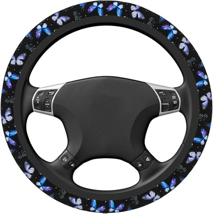 Butterflies Steering Wheel Cover Anti-Slip,Sweat Absorption Universal 15 inch Steering Wheel Covers Cute car Accessories for Men Women