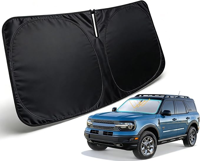Windshield Sun Shade for Ford Bronco Sport 2021 2022 2023 2024 2025 2026 Accessories, Car Front Window Sun Visor & Heat Shield | 420D Sunshade Protection Blocks UV Rays Keep Your Car Cooler