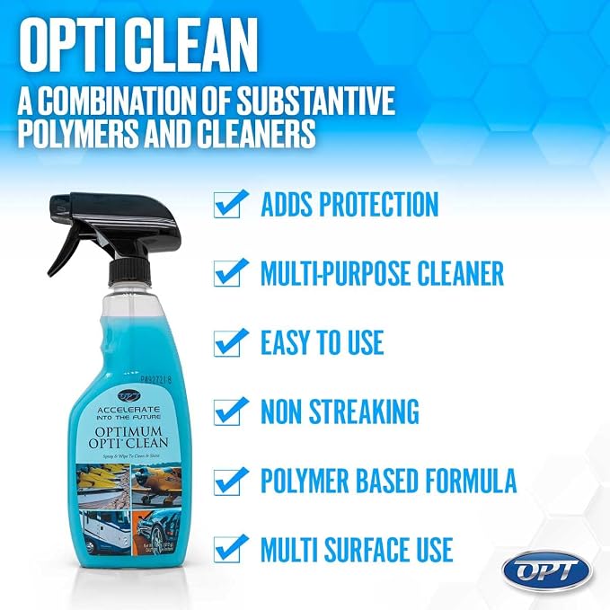 Optimum Opti-Clean Waterless Wash and Protect - Concentrated Waterless Car Cleaning Spray and Polymer Protection (32 oz)