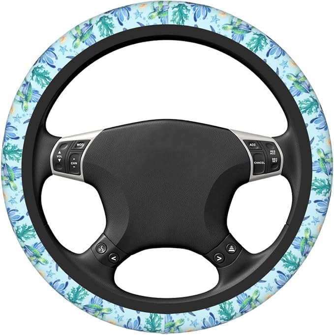Sea Turtle Steering Wheel Cover Anti-Slip,Sweat Absorption Universal 15 inch Steering Wheel Covers Cute car Accessories for Men Women